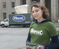 Activist in Toronto at Union Station